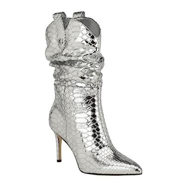 Imagem de GUESS Bota feminina Benisa Fashion, Serpente prata 040, 9