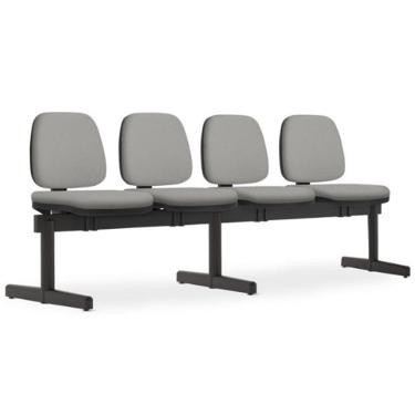 Imagem de Cadeira Longarina 4 Lugares Recepção Sala de Espera Work F02 Crepe Cinza - Lyam Decor