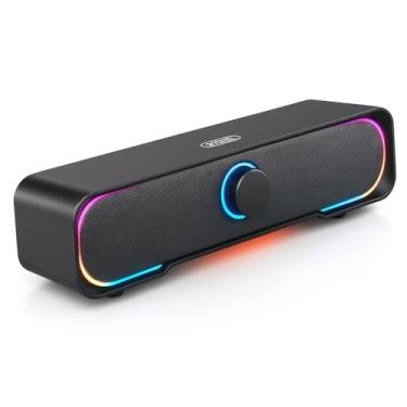 Imagem de Caixa de Som Gamer com Fio LED RGB – Soundbar PC USB Estéreo, Som TV Soundbar para Computador, Notebook e Televisão, Áudio Potente, Design Moderno e Compatibilidade Universal