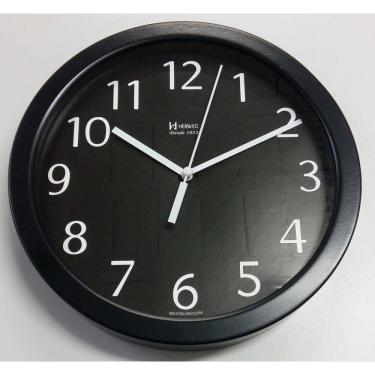 Imagem de Relógio 6719 de Parede Alumínio 30 cm Preto vidro Herweg