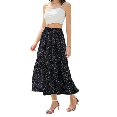 Imagem de Saia maxi Abaadlw para mulheres com bolsos longos de comprimento médio