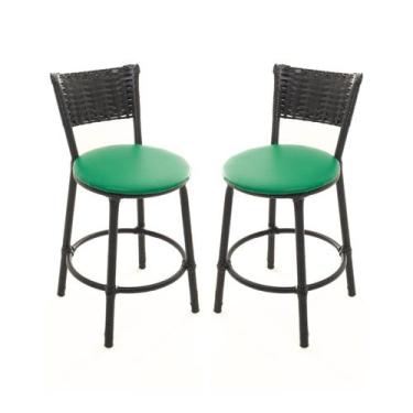 Imagem de KIT 2 Banqueta Baixa Encapada Junco PRETO Area Gourmet - ESPAÇO JUNCO,