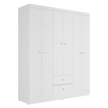 Imagem de Guarda Roupa Solteiro Versa 6 Portas Branco Rosa Flex Fosco - Kits Paraná