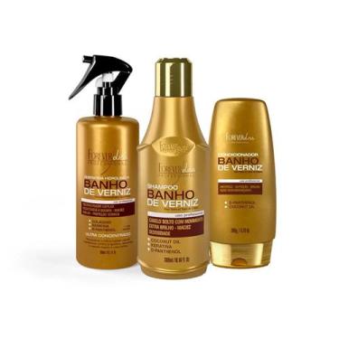 Imagem de Kit Banho de Verniz Forever Liss Shampoo, Cond e Queratina - Forever L
