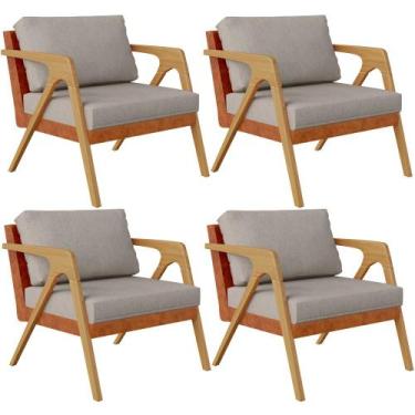 Imagem de Kit 04 Poltronas Decorativas Para Sala Estar Pietra L02 material sinté