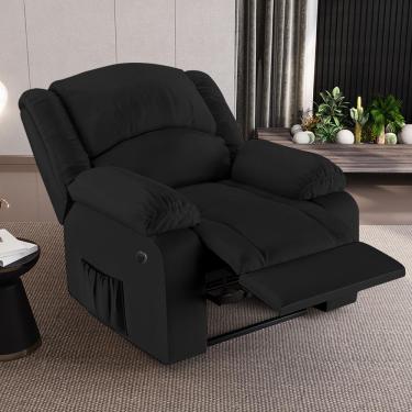 Imagem de Poltrona do Papai Reclinável Sala de Cinema Madrid Power Elétrica USB PU Preto  G23