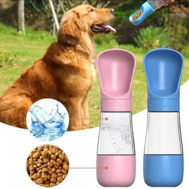 Imagem de Garrafa Bebedouro Comedouro Pet Portátil 2 Em 1 Água E Ração - Portabl