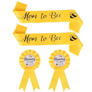 Imagem de Decorações para Chá Bebê com Tema Abelha, Conjunto Faixa Mamãe e Papai Tema Abelha Decorações para Revelação do Sexo do Bebê