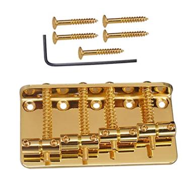Imagem de Conjunto de ponte de baixo de guitarra elétrica dourada para substituição de baixo de 4 cordas