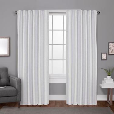 Imagem de Exclusive Home Curtains Zeus Cortina blecaute jacquard texturizada sólida com aba traseira, 132 x 244 cm, branco inverno, 2 unidades