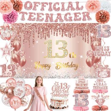 Imagem de Decorações de aniversário QIYANPAX 13º aniversário para meninas 58 uni