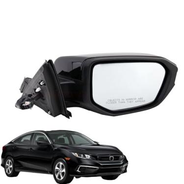 Imagem de Espelho retrovisor direito preto do lado do passageiro para Honda Civic LX SE Sport 2016-2021 - Espelho elétrico dobrável manual sem calor Matchl Preto Espelho de porta do lado direito #76208TBAC03ZA