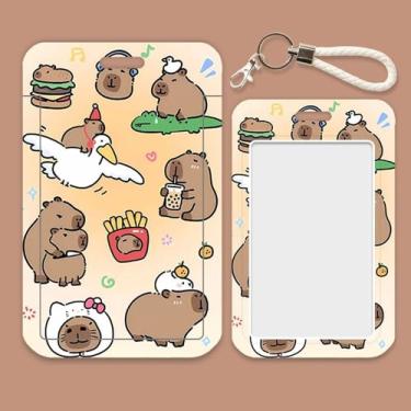 Imagem de Carteira de plástico com porta-cartões, multifuncional, capa de armazenamento de cartões capivara fofa (06)