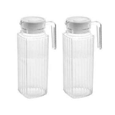 Imagem de Kit 2 Jarras De Vidro 1 Litro Restaurante Garçom Serve Suco - Lyor