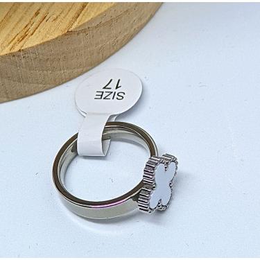 Imagem de Anel aliança Aço Inoxidável Trevo quatro folhas Preto Branco Vermelho Verde Inox Prateado Luxo Inspiração Blogueira