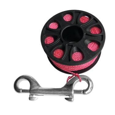 Imagem de Dynwave Equipamento de mergulho de 3 polegadas Ree Acessórios leves profissionais com gancho de aço inoxidável 30M Linha de nylon fluorescente, Rosa Fluorescente
