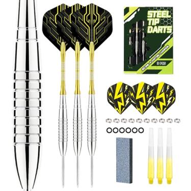 Imagem de WayArrival Conjunto profissional de dardos de ponta de aço níquel-ferro de 22 g - dardos de 22 gramas com apontador, 3 dardos, 6 voos, 6 cilindros e 6 eixos