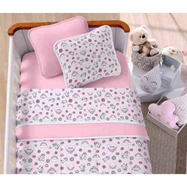 Imagem de JOGO LENÇOL BERÇO BEBÊ ESTAMPADO BABYCORNIO ROSA SULBRASIL 3 PEÇAS