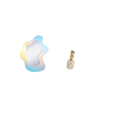 Imagem de Fenteer Escultura Decorativa Moderna em Acrílico Ondulado com Espelho E Resina Dourada para Parede de Banheiro, Escritório, Quarto, Sala de Estar, Armário Ou