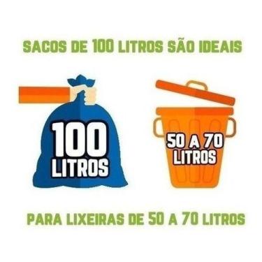 Imagem de Kit 100un Saco De Lixo 100 Litros Preto Reforçado Resistente Cor:Preto