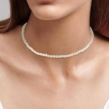 Imagem de Colar gargantilha feminina com contas de pérolas ajustáveis em camadas, acessório de formatura de casamento com corrente de ouro ou prata, presente moderno para ela