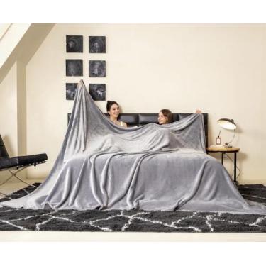 Imagem de Cobertor COOVA Oversized King Fleece 305x351 cm cinza claro