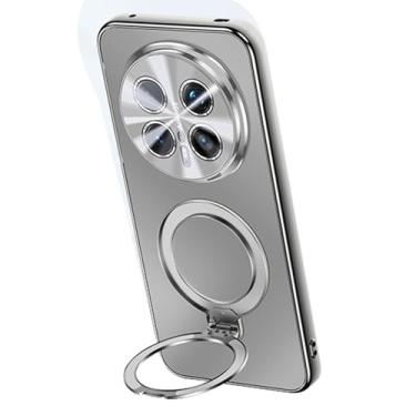 Imagem de FWYANZH Capa para Honor Magic 8 Pro/8, capa de policarbonato oculta, giratória, dobrável, suporte à prova de choque, proteção total da lente, cinza, 8Pro