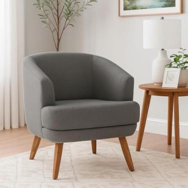 Imagem de Poltrona Dekorien Tamara Linho Decoração Alto Acabamento (Mescla Cinza)