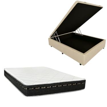 Imagem de Cama Box Baú Blindada com Colchão Eagle Molas Bonnel 22cm (CORINO BEGE, Casal)