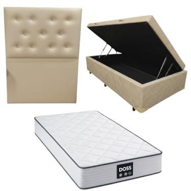 Imagem de Cama Box Baú Blindada com Colchão Doss Molas Ensacadas 30cm + Cabeceira Botonê (CORINO BEGE, Solteiro)