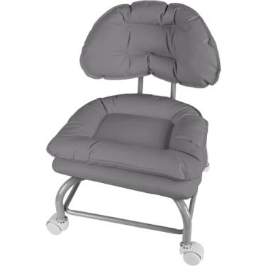 Imagem de Banqueta de rodinhas com descanso para as costas VAPAA TAIDE Cadeira rolante resistente com rodas para escritório em casa, mecânico, garagem, limpeza de pisos, loja cinza