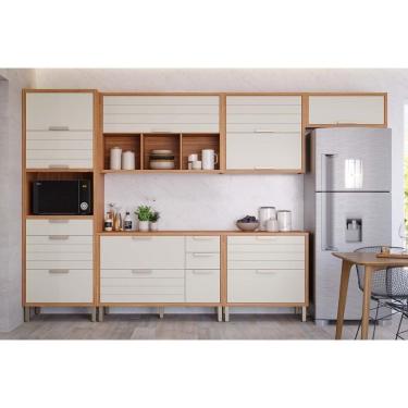 Imagem de Cozinha Modulada Completa Eloise 6 Peças (3aéreos+2balcões+1paneleiro) Cz026 Freijo-off White - Mgm