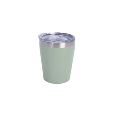 Imagem de Caneca Termica Copo TéMico Aço Inox Com Tampa AcríLico 250ml RemovíVel Quente Ou Gelado Leite Suco Agua(COPO 250ML GZ-536 VERDE CLARO)