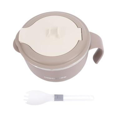 Imagem de Yosoo Tigela de Ramen de Micro-ondas Com Tampa, Suporte Interior de Aço Inoxidável para Colher de Sopa, Vedação à Prova de Vazamento, Tampa de Ventilação, Segura para Máquina de Lavar (Cor Café)