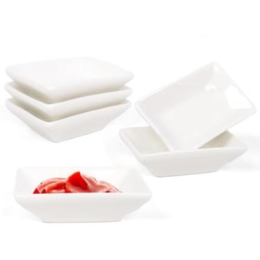 Imagem de Wuqoioo Prato de cerâmica para molho de soja, 6 peças de tigelas de molho de sushi, copos de molho de soja, tigelas de molho de cerâmica para molho, acompanhamento, condimentos, sushi