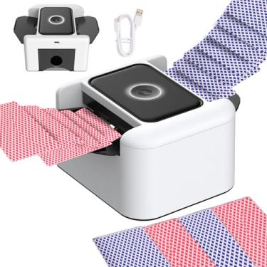 Imagem de Baralhador automático de cartas para 2 baralhos, 2000 mAh USB-C recarregável, aleatório rápido de baixo ruído, embaralhador automático inteligente para UNO Poker Blackjack Skip-Bo Texas Hold'em