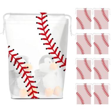 Imagem de 50 Pack Baseball Snack Bags Drawstring Baseball Party Favor Bags Translucent frosted Baseball Goodie Bags Gift Packaging Storage for Kids Boys Birthday Sports Theme Party Supplies 7.08 x 9.84 Inch