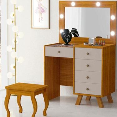 Imagem de Penteadeira Camarim Luna Com Banqueta Freijó Mani - Luapa Móveis