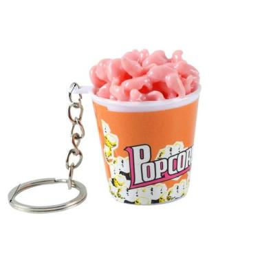 Imagem de Chaveiro Mini balde de pipoca em PVC para mulheres e homens rosa - yiw