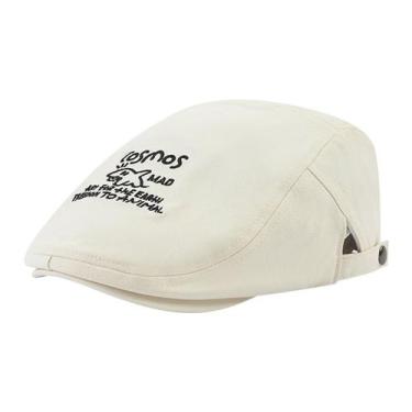 Imagem de Boné plano Gatsby Newsboy Hat Scally Cap para homens de algodão branco