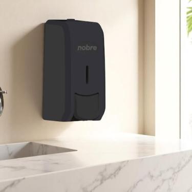 Imagem de Nobre Dispenser para Sabonete Espuma, Preto, Plástico, Manual, Capacidade 800ml, Retangular, com Reservatório