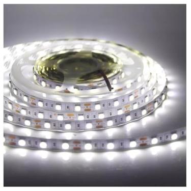 Imagem de Fita LED Rolo 5m 300 LEDs RGB com Silicone IP65 – Iluminação Bivolt e Prova D'água Branco Frio e Quente com Adesivo Dupla Face (Branco 5M)