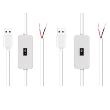 Imagem de RecDec Pacote com 2 lâmpadas de mesa LED para ligar/desligar, cabo USB com fio de 2 pinos, interruptor de onda manual para abrir para iluminação embaixo do armário, luzes de tira de LED, lâmpada USB