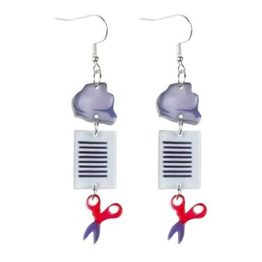 Imagem de LLMSIX 2 brincos de professor para mulheres, brincos divertidos de tesoura de papel, brinco exclusivo para professoras para professoras, acessórios de festa no pátio da escola, presentes