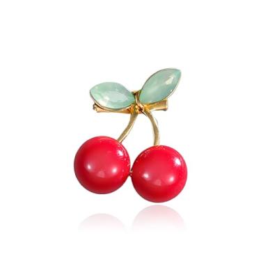 Imagem de RLHRNDE Broche de limão fofo para mulheres strass fruta pequeno broche brilhante cristal morango cereja esmalte broche Natal aniversário art déco joias presentes, Medium, Metal, Zircônia cúbica