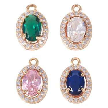 Imagem de Spritewelry Pingentes de pedra do mês de nascimento de vidro redondo pingente de gota coração folha strass pingente dourado vintage cristal facetado pingente gota de água para fazer joias pulseira