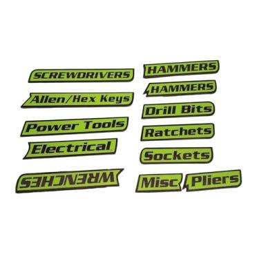 Imagem de ShengQuanHao 12 Etiquetas Magnéticas para Caixa de Ferramentas, Etiquetas Metálicas Reutilizáveis ​​para Gavetas, Uso Versátil para Armários, Carrinhos E Armazenam, Verde, Tamanho real