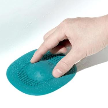 Imagem de 1 capa de drenagem tipo pressão, filtro de pia, plugue de cabelo, plugue de vedação de tubo à prova de odor de banheiro (verde)