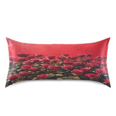 Imagem de ATTX Fronha de almofada de rosas com fecho de envelope para cabelo e pele, macia, respirável, suave, ambos os lados, capa de almofada de seda refrescante (King 50 cm × 101 cm, 1 peça) #256