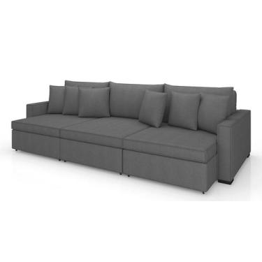 Imagem de Sofá 5 Lugares Retrátil e Reclinável Rivera Linho Bouclé Grafite 295 c